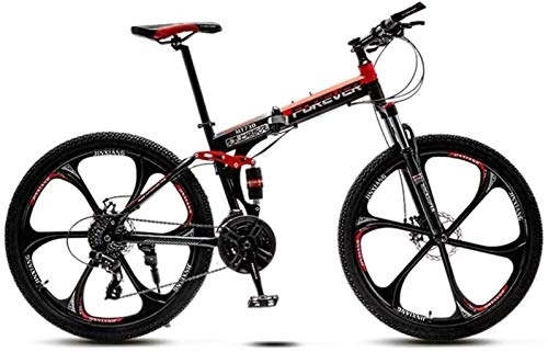 Folding Bike : Bike 26 inch Bikes High-Carbon Steel Softtail Folding Bike Off-Road Bicycle Adjustable Seat High Carbon Steel Frame Double Shock Absorption 5-27, 24 Speed fengong (Color : 21 Speed)