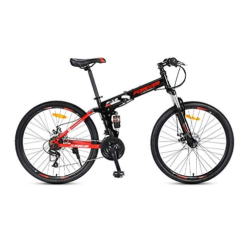Folding Bike : Bike, 26 Inch Mountain Bike, 24 Speed Foldable Bicycle, for Adults, High-Carbon Steel Frame, Dual Disc Brake, Double Shock Absorption Design / A / 169x98cm