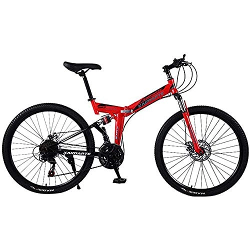 Folding Bike : Bike Bike Bicycle Outdoor Cycling Fitness Portable Bicycle, 24 / 26 inch Mountain Bike Boys Girls Small Mini Folding Bike Lightweight Portable Bicycle 21 / 24 / 27-Speed Adult Student, Red, 24 inch 24 Speed