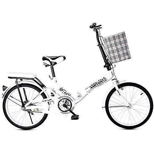Folding Bike : Bike Foldable Bicycle Super Light Portable 20 Inches Adult Bicycle Men And Women Commuter High Carbon Steel Frame Fast Folding In Ten Seconds Rear Shock Absorption Design Good Bearing Capacity City