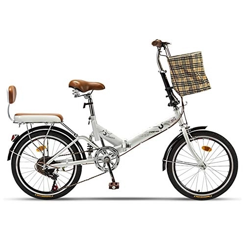 Folding Bike : Bike Foldable Bicycle Women's Lightweight 20in 10 Seconds Folding Variable Speed City Adult Male 6-speed Shift Kit Ordinary Travel Go To Work Adult Home Use Student White