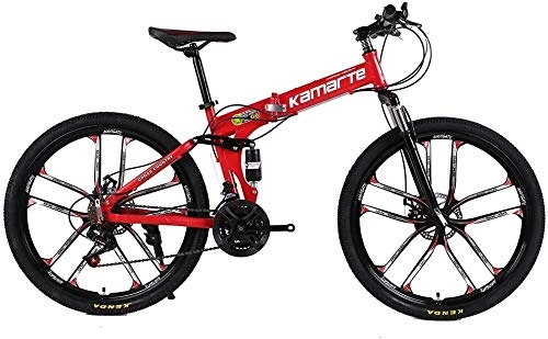 Folding Bike : Bike Folding Bicycle Mountain Disc Brake Adult 24 And 26 Inch Knife High Exercise Mountain Bicycle Carbon Steel Double (10 Cutter Wheel) 0726 (Color : 24 Inch, Size : 21 speed)