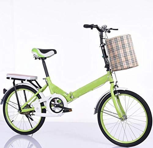 Folding Bike : Bike folding bike speed student speed car portable mini bike child training car environmental protection low carbon stable stable riding 20 inches (Color : Green, Size : 20 inches)