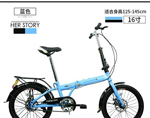 Folding Bike : Bike folding parent-child bike small bicycle portable folding car Blue