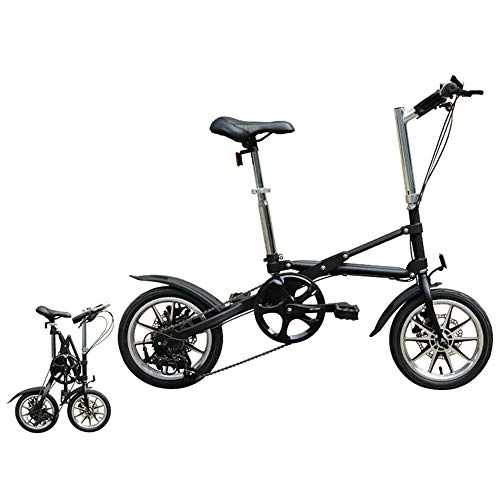 Folding Bike : Bike Variable Speed Foldable Bicycle X Type 14 Inch 7 Speed High-carbon Steel Double Disc Brake Bicycle Light Mini Portable Adult Student Male And Female 1 Second Folding