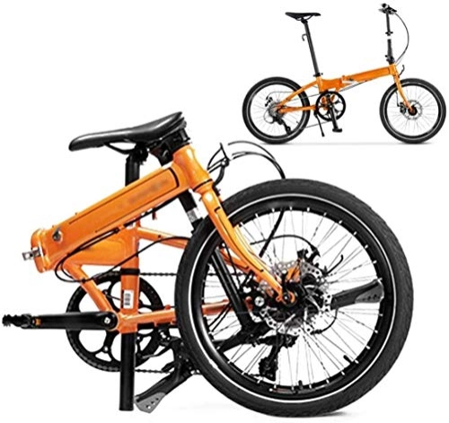 Folding Bike : Bikes Foldable Bicycle 20 Inch, 8-Speed Folding Bicycle Bike, MTB Bicycle with Double Disc Brake, Unisex Lightweight Commuter Bike 5-29, Black fengong (Color : Orange)
