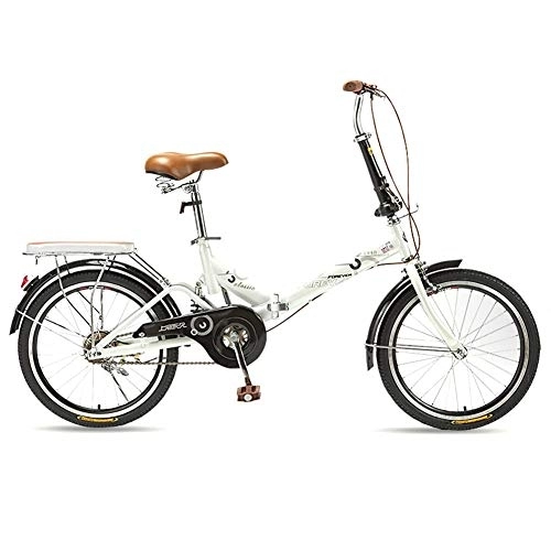 Folding Bike : Bikes Folding MM Small Foldable, 20 Inches, Adult Urban Road Bicycle, High Carbon Steel Frame And Anti-skid Tires, Easy To Assemble, 3 Colors (Color : White)