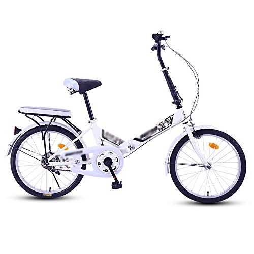 Folding Bike : Bikes HAIZHEN -Adult Folding Portable Youth Bicycle 20inch Single Speed City Compact (Color:White)