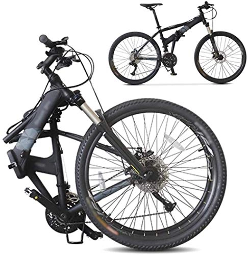 Folding Bike : Bikes Off-Road Bicycle Bike, 26-Inch Folding Shock-Absorbing Bicycle, Foldable Commuter Bike - 27 Speed Gears - Double Disc Brake 7-14, Blue peng (Color : Black)