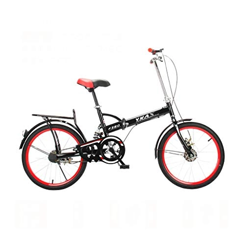 Folding Bike : BIKESJN Bicycle Folding Bike for Adult Shock-absorb Bicycle 20 Inch Adult Student Bicyclee Ultralight Bike ( Color : Black )