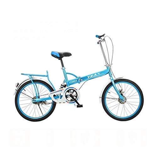 Folding Bike : BIKESJN Bicycle Folding Bike for Adult Shock-absorb Bicycle 20 Inch Adult Student Bicyclee Ultralight Bike ( Color : Blue )