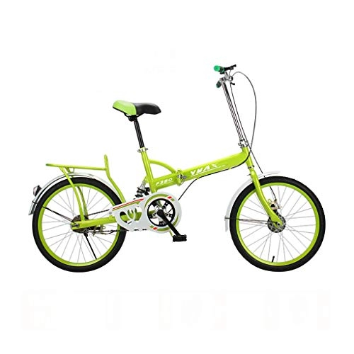 Folding Bike : BIKESJN Bicycle Folding Bike for Adult Shock-absorb Bicycle 20 Inch Adult Student Bicyclee Ultralight Bike ( Color : Green )