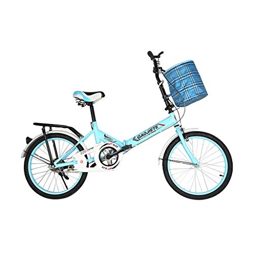 Folding Bike : BIKESJN Bike Folding Bicycle Road Bike Ultra Bicycle Light Portable Bicycle Shifting Shock Absorption Small Wheel Adult Student Bicycle City Bike (Color : Blue)