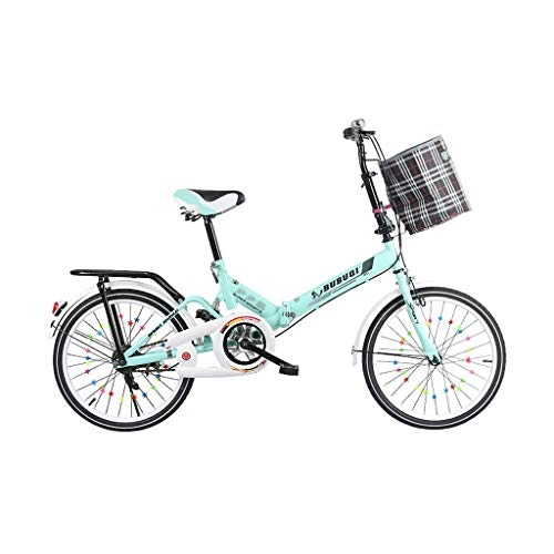Folding Bike : BIKESJN Commuting style Outdoor Folding bicycle Compact City Bike students Bicycle Lightweight Bike Shopper Bicycle lovely bike adult Adjustable Convenient (Color : Blue)