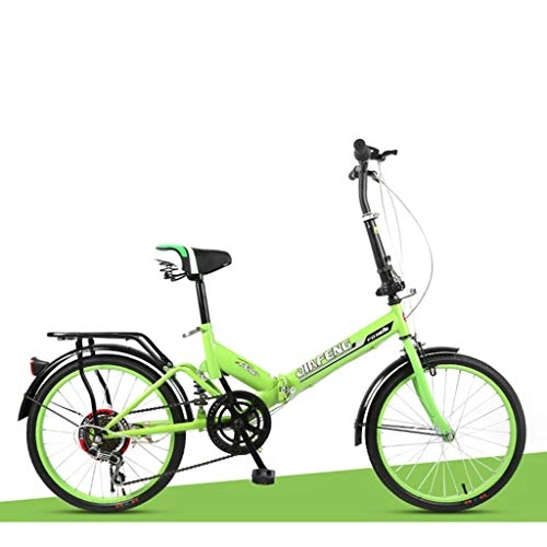 Folding Bike : BIKESJN Folding Bicycle Road Bike Adult Male and Female Student Bicycle City Bike ( Color : Green )
