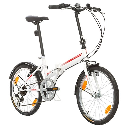Folding Bike : Bikesport FOLDING 20 inch wheels Shimano 6 gears (White Gloss)