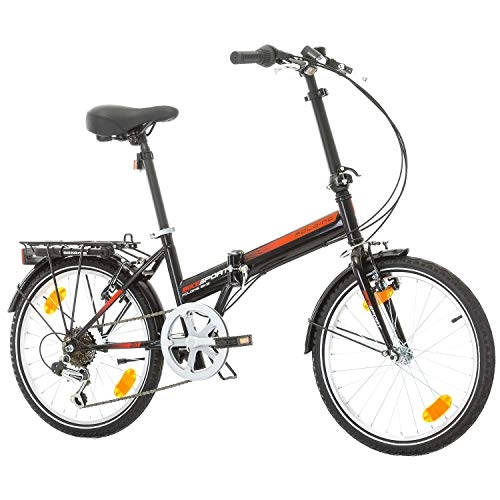 Folding Bike : Bikesport FOLDING Bike 20 inch wheels Shimano 6 gears (Black)