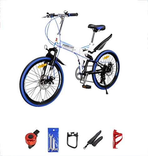 Folding Bike : BLCVC Folding bicycle mountain bike 28-inch 7-speed dual-disc brake front and rear shock absorption men and women bicycle soft tail bicycle black red blue yellow