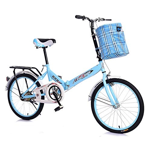 Folding Bike : BrightFootBook 20 Inch Bike Bicycle for Women Retro Frame Adult Bike with Basket, 7-speed Mountain Bike Bicycle Folding Bicycle Variable Speed Portable City Bicycle Adult Student, Blue