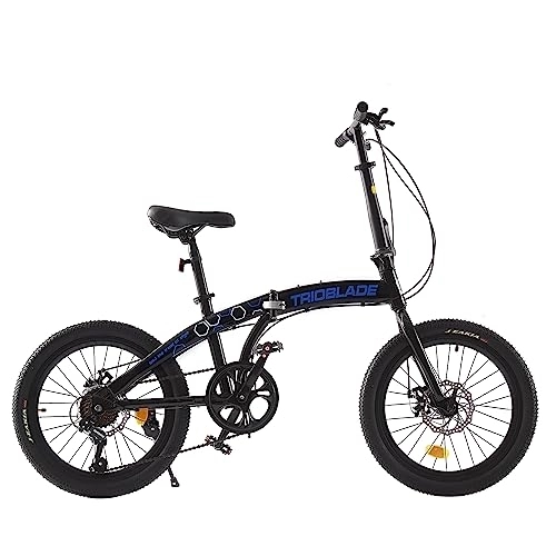 Folding Bike : BSTSEL 20 Inch Folding Bike Adult, For Adult Men and Women Teens, Lightweight Aluminium Frame, 7 Speed Shimano Drivetrain, Foldable Bike With Disc Brake, Adult Bike Foldable Bicycle(Black & Blue)