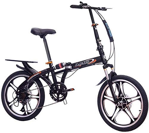 Folding Bike : BXU-BG 20 Inch Folding Bicycle - Shock Absorption Double Disc Brakes Shift One Wheel Male And Female Students Adult Bicycle