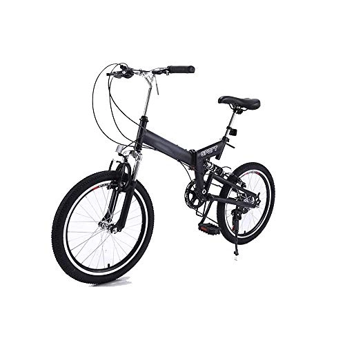 Folding Bike : BXU-BG Outdoor sports Folding bicycle, mountain bike 20 inch 7 speed variable adult outdoor riding trip (Color : Black)
