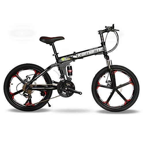 Folding Bike : BZZBZZ Folding Mountain Bike 26-Inch 21-Speed Dual Disc Brake Shock Absorption Single Vehicle Weight is 300lbs Suitable for Height 125-180cm