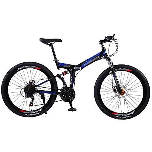 Folding Bike : CAdult Men Women Folding Mountain Bike, 24 * 26in Folding MTB Outroad Bicycles 51-8# Siamese finger dial 21 * 24 * 27 Speed High carbon steel frame with Mechanical disc brake A, 24in21Speed