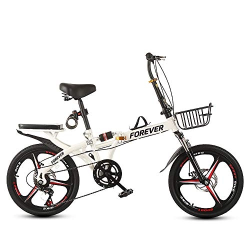 Folding Bike : CAPTIANKN Men's And Women's Folding Bicycles, Ultra-Lightweight, Comfortable, And Shock-Absorbing, for People Aged 16 And Over, with A Size of 20 Inch, White