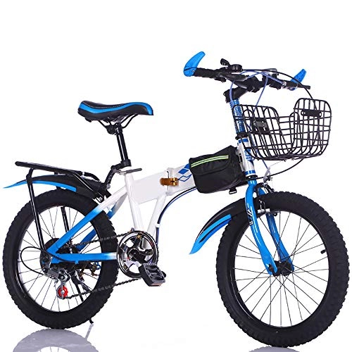 Folding Bike : CAPTIANKN Mountain Folding Bike, Comfortable, Shock-Absorbing, Non-Slip, Safe, Fast Folding, for People Over 16 Years Old, Size 20 Inch, Blue