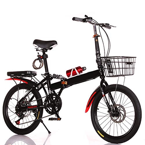 Folding Bike : CAPTIANKN No Need To Install Folding Bike, Ultra-Lightweight, Comfortable, Shock-Absorbing, for People Over 16 Years Old, The Size Is 20 Inch, Red