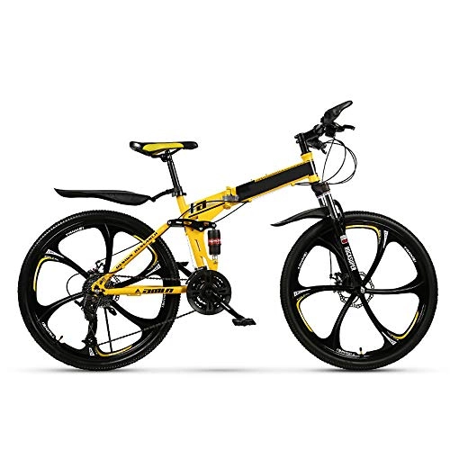 Folding Bike : CAPTIANKN Variable Speed Off-Road Folding Bike, Double Shock Absorber Bike, Fast Folding, Sensitive Speed Change, for People Over 16 Years Old, Size 26 Inch, Yellow