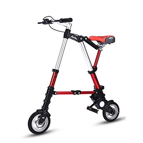 Folding Bike : CARACHOME Ultra Light 10" Mini Folding Bike Portable Outdoor Bicycle Suitable for Height 150Cm-180Cm, Red