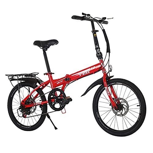 Folding Bike : Carbon Steel Foldable Bicycle 20 Inches Adult Bicycles for Men Woman Dual Disc Brake System