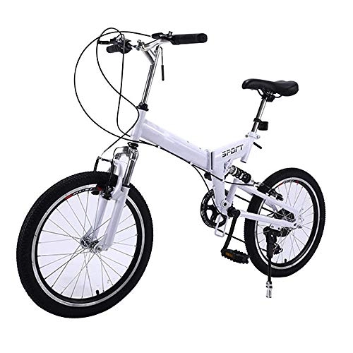 Folding Bike : Carbon Steel Outdoor Sports Folding Bicycle, Mountain Bike 20 inch 7 Speed Variable Adult，Outdoor Riding Trip