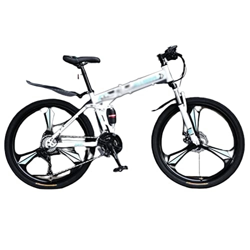 Folding Bike : CASEGO Foldable Mountain High-carbon Steel Frame Bicycle Three-knife 1-wheel Cross-country Variable-speed Bicycle Suitable for Daily Commuting (A 26inch)