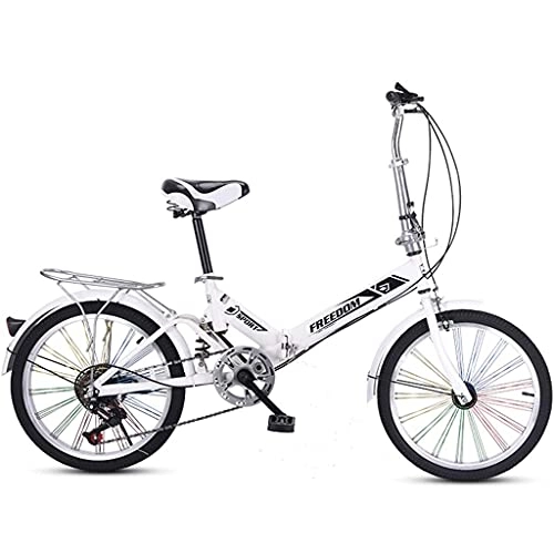 Folding Bike : CCLLA mountain bikes 20 Inch Lightweight Alloy Folding Bicycle City Commuter Variable Speed Bike, with Colorful Wheel, 13kg - 20AF06B