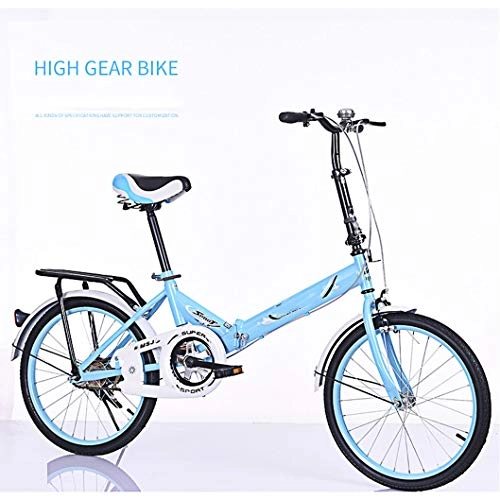 Folding Bike : CCVL Folding Bicycle Adult Children Ultra Light Aluminum Alloy Mini Portable Bicycle Suitable For Traveling In The Wild City, Blue