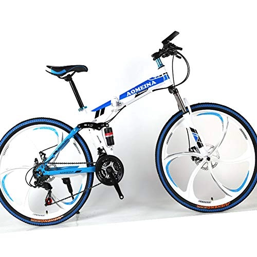Folding Bike : CCVL Folding Bicycle Adult Children Ultra Light Aluminum Alloy Mini Portable Variable Speed Bike Suitable For Traveling In The Wild City, Blue