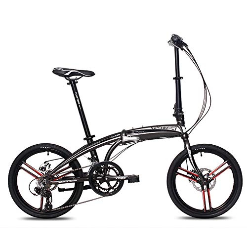 Folding Bike : CCVL Folding Bicycle Adult Children Ultra Light Travel Mini Portable Bike Suitable For Riding In The City, Black gray, 20in