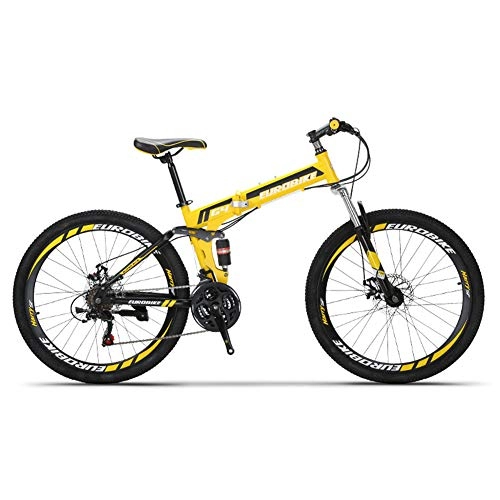 Folding Bike : CCVL Folding Bicycle Adult Children Ultra Light Travel Mini Portable Bike Suitable For Riding In The City, Yellow, 27 speed
