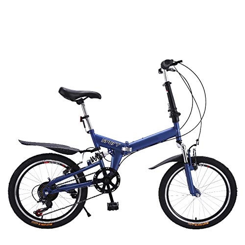 Folding Bike : CEALEONE Bike-to-Go Folding Bicycle - 20" Wheel, Rear Hydraulic Shock Suspension, Foldable Pedals, Aluminum Alloy Bike Frame, Blue