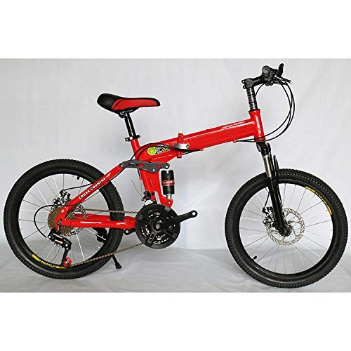 Folding Bike : CEALEONE Bike-to-Go Folding Bicycle - 20" Wheel, Rear Hydraulic Shock Suspension, Foldable Pedals, Aluminum Alloy Bike Frame, Red, 21speed