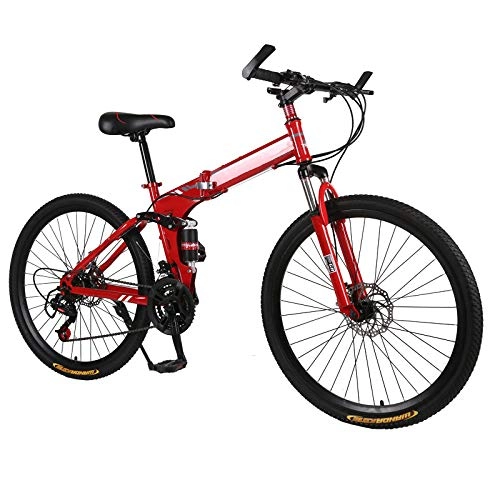 Folding Bike : CEALEONE Bike-to-Go Folding Bicycle - 20" Wheel, Rear Hydraulic Shock Suspension, Foldable Pedals, Aluminum Alloy Bike Frame, Red