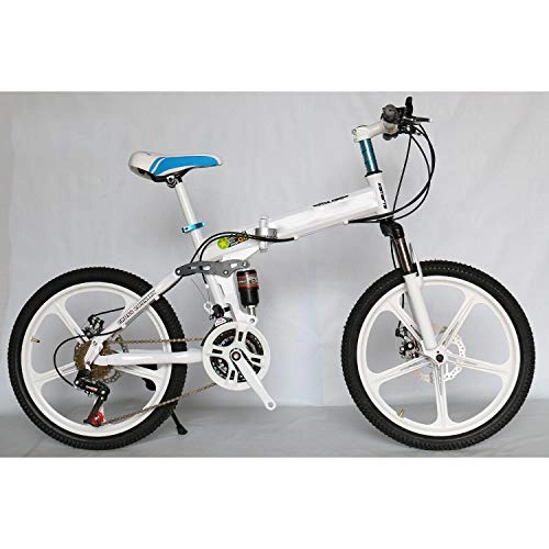 Folding Bike : CEALEONE Bike-to-Go Folding Bicycle - 20" Wheel, Rear Hydraulic Shock Suspension, Foldable Pedals, Aluminum Alloy Bike Frame, White, 21speed