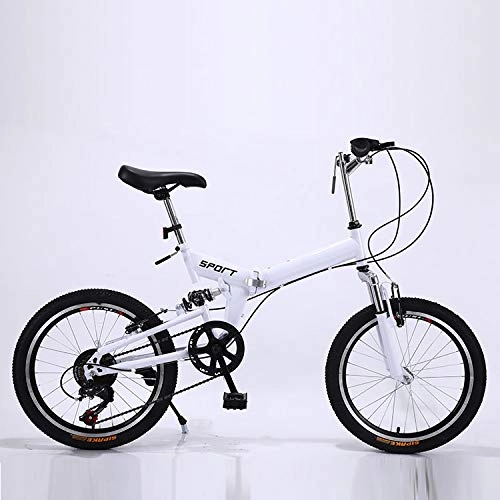 Folding Bike : CEALEONE Bike-to-Go Folding Bicycle - 20" Wheel, Rear Hydraulic Shock Suspension, Foldable Pedals, Aluminum Alloy Bike Frame, White