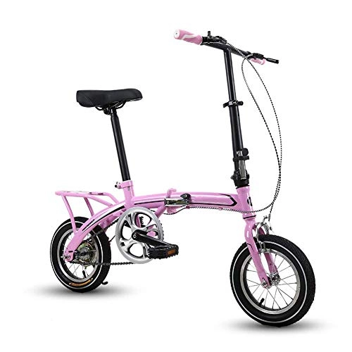 Folding Bike : CENPEN Outdoor sports City Bike Unisex Adults Folding Mini Bicycles Lightweight for Men Women Classic Commuter with Adjustable Handlebar Seat, Aluminum Alloy Frame, 12 Inch Wheels (Color : Pink)