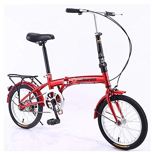 Folding Bike : CENPEN Outdoor sports Foldable Bicycle Folding Bicycle 16 Inch Ultra Light Portable Adult Bicycle Men And Women Small Small Wheel Single Speed, Double VStyle Brakes (Color : Red)