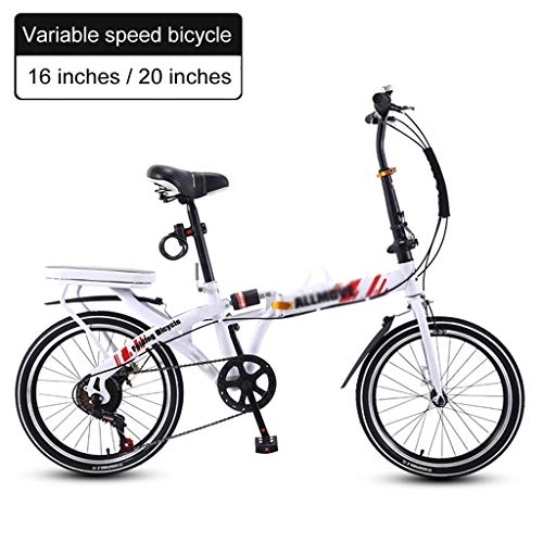 Folding Bike : Chang Xiang Ya Shop Variable speed bicycle Small mini bike to work Ultra light portable folding bicycle Adult Mountain Bike City road bike (Color : White, Size : 115 * 25 * 85-100cm)