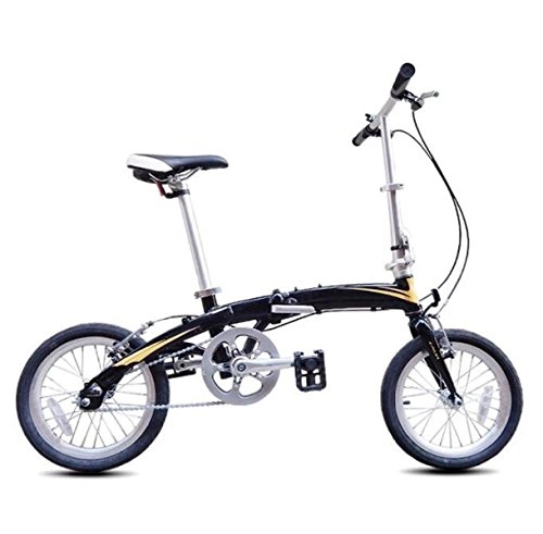 Folding Bike : Charge Bike 16 Inch Single Speed Aluminum Alloy Folding Bike Adult Women's Mini Ultra Light Bike, Black-16in